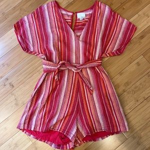 Red and pink tie romper